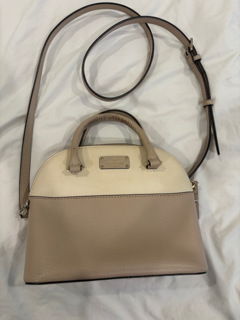 kate spade Two-Tone Dome Satchel in Beige and Cream